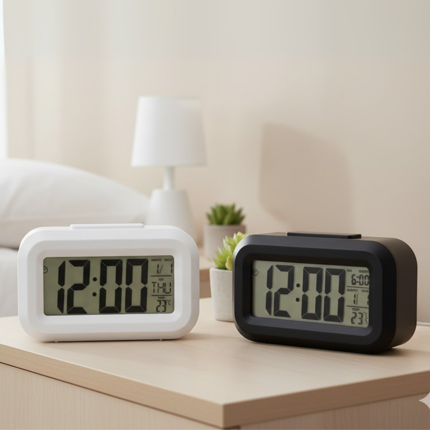 TimeRise – Sveglia da Tavolo Digitale con Display Grande, Termometro Integrato e Allarme Silenzioso