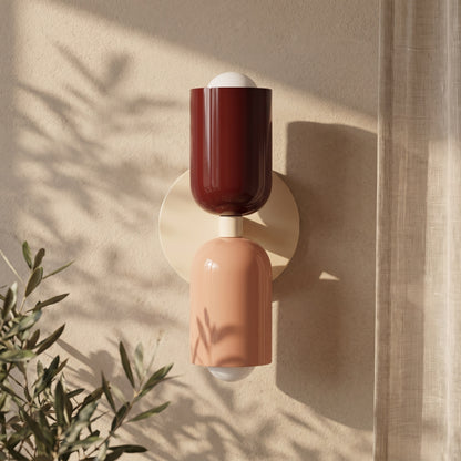 Applique murale Tandem rouge et rose, platine crème
