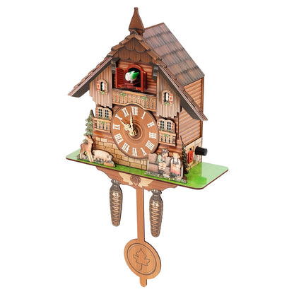 Orologio a cucù in legno AlpiNido stile Foresta Nera con pendolo e pesi a pigna