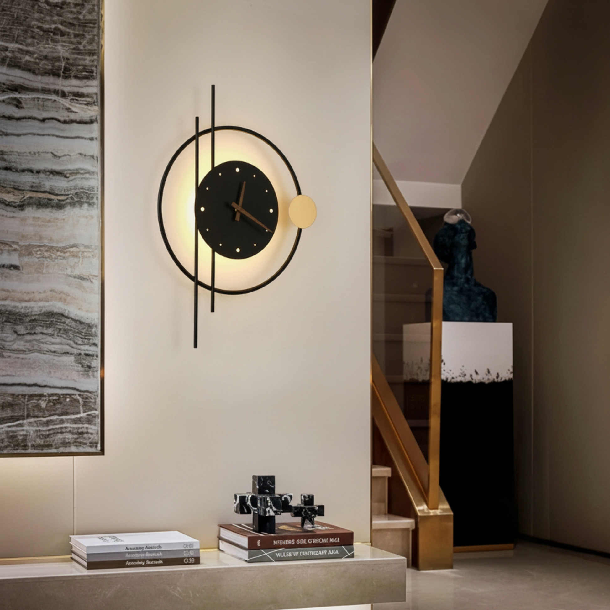 Orologio da parete AurumLine geometrico in metallo, vista frontale