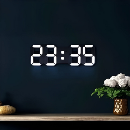 LumoDigit, orologio digitale da parete in ambiente moderno