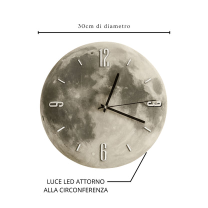 Orologio da parete LunaGlow con meccanismo silenzioso, montato a parete