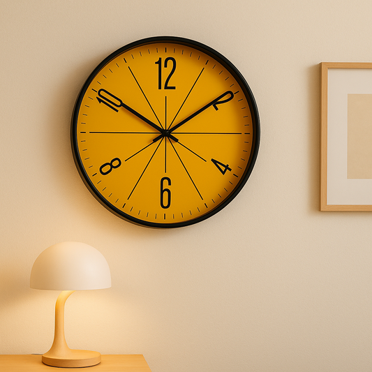 Orologio da parete NordSilent minimalista in stile nordico su parete chiara