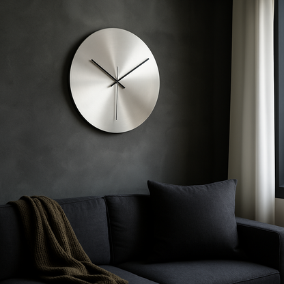 Orologio da parete SteelWhirl in acciaio spazzolato, vista frontale