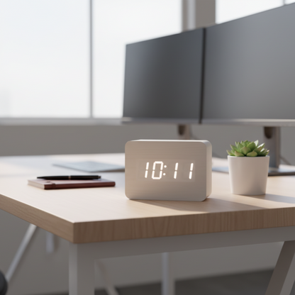 Orologio digitale da tavolo SilentWood effetto legno
