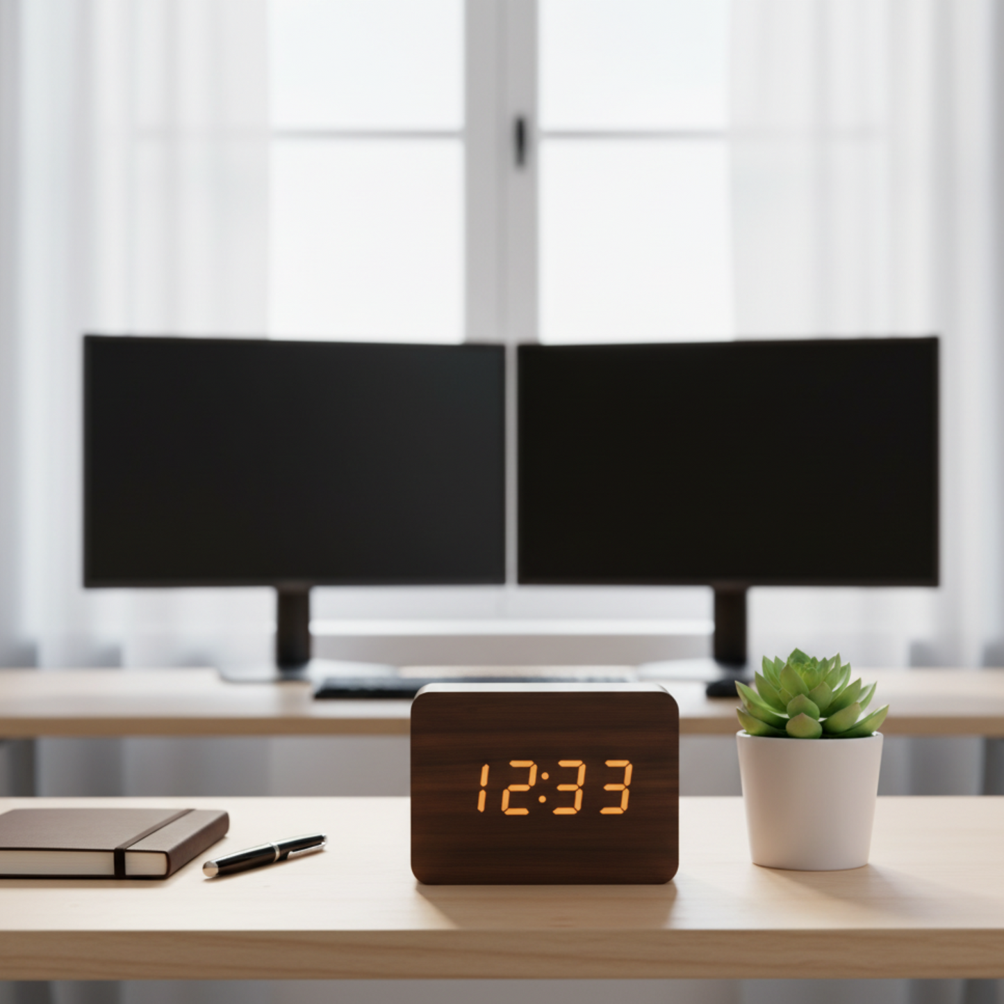 Orologio digitale da tavolo SilentWood, dettaglio del display LED