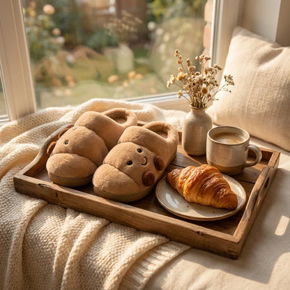 Ciabatte Invernali Donna Morbide – Pantofole Divertenti Croissant