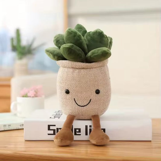 PottaJoy – Peluche Decorativo a Forma di Vaso con Piantina e Sorriso Tenero