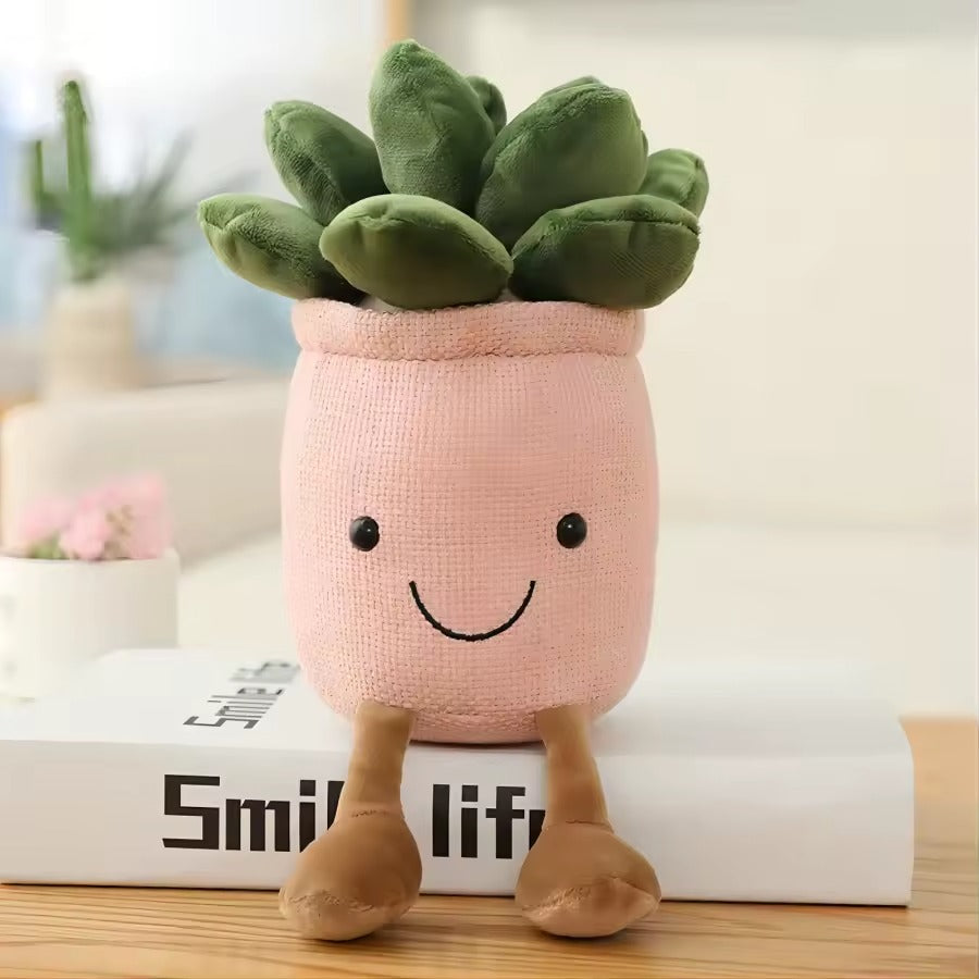 PottaJoy – Peluche Decorativo a Forma di Vaso con Piantina e Sorriso Tenero