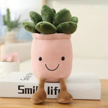 PottaJoy – Peluche Decorativo a Forma di Vaso con Piantina e Sorriso Tenero