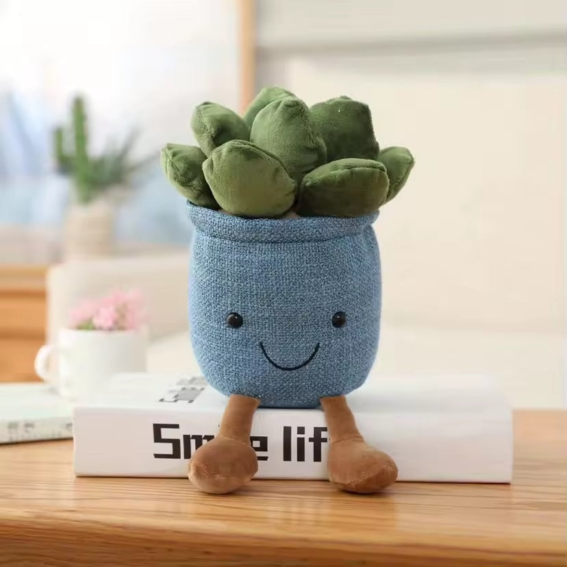 PottaJoy – Peluche Decorativo a Forma di Vaso con Piantina e Sorriso Tenero