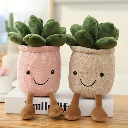 PottaJoy – Peluche Decorativo a Forma di Vaso con Piantina e Sorriso Tenero