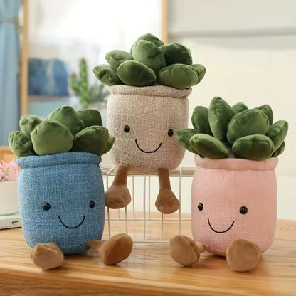 PottaJoy – Peluche Decorativo a Forma di Vaso con Piantina e Sorriso Tenero