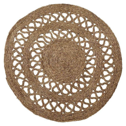 LoomCircle – Tappeto Rotondo in Rafia Naturale Intrecciata in Stile Boho per Arredo Moderno